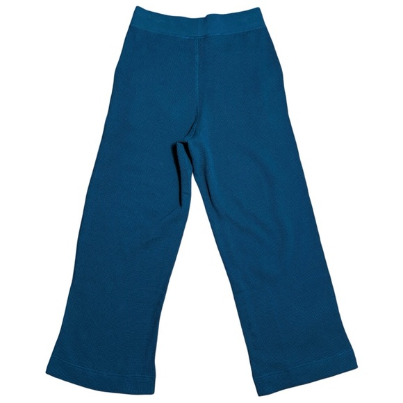 Pact 100% Organic Cotton Thermal Waffle Wide Leg Crop Pant NWOT Teal Blue Sz S - Picture 10 of 14